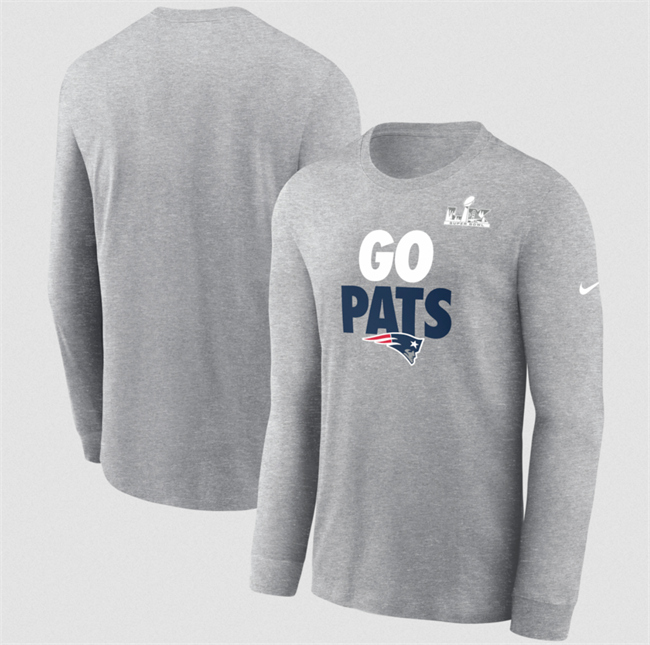 Men's New England Patriots Heather Gray 2025 Super Bowl LX Fast As Fast Gets Long Sleeve T-Shirt